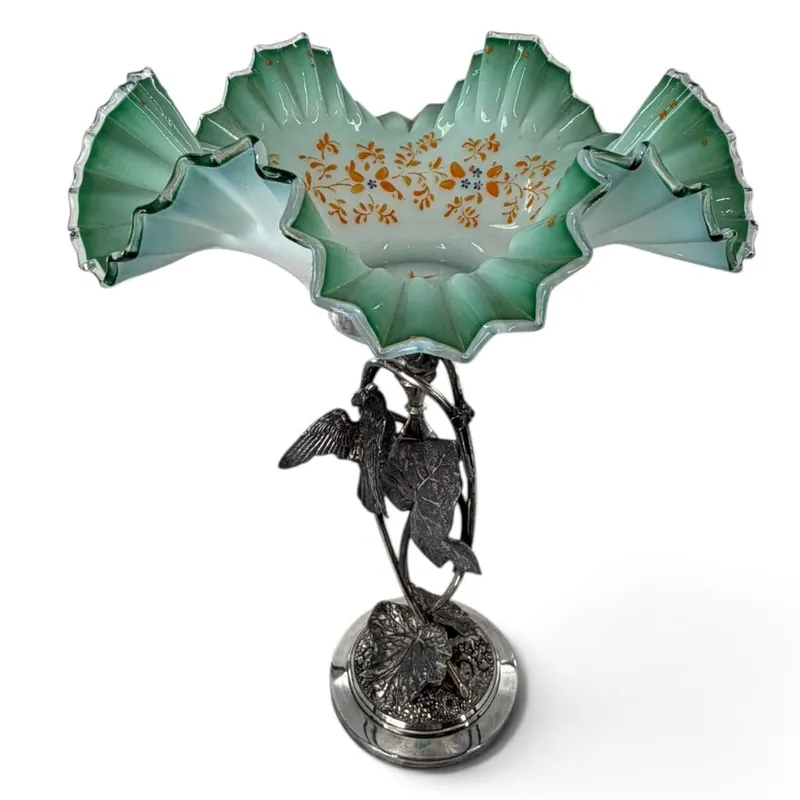 Meriden Britannia Bird Glass Brides Basket from auction in Aberdeen, Mississippi — image 8