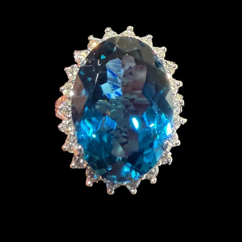 18K London Blue Topaz Diamond Ring from auction in Aberdeen, Mississippi — image 47