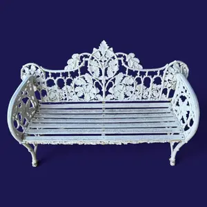 White Painted Cast Iron Garden Bench