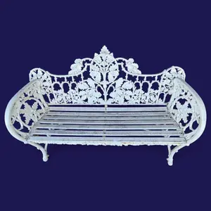 White Painted Cast Iron Garden Bench