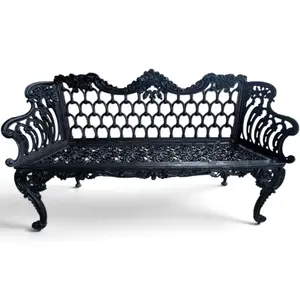 Black Painted Cast Iron Garden Bench