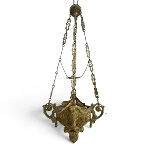 Continental Figural Brass Oil Lamp