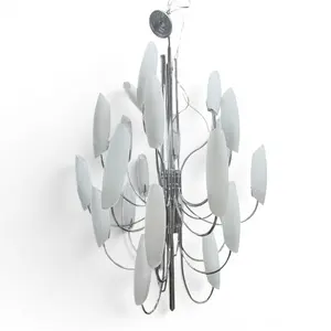 Chrome and Frosted Glass Modern Chandelier