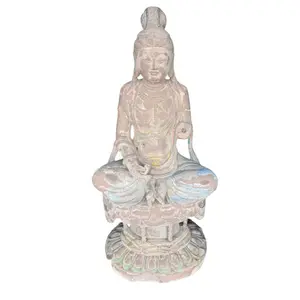 Painted Cast Stone Buddhist Garden Figure