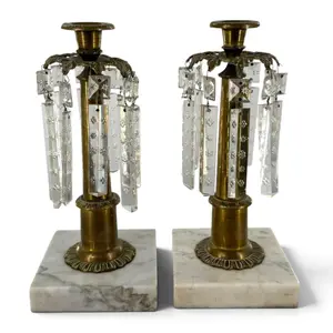 Pair Prism-Hung Girandole Candlesticks