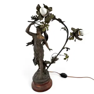 Bruchon L'Orage Art Nouveau Figural Lamp