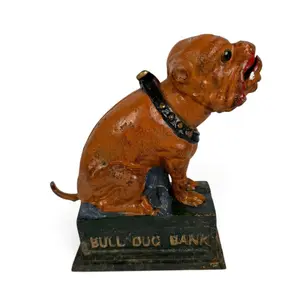 Book of Knowledge Cast-Iron Bulldog Bank