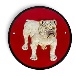 Painted Cast-Iron Bulldog Wall Plaque