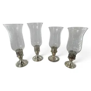 Four Weighted Sterling Hurricane Candlesticks