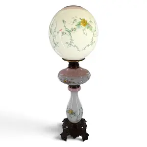 Victorian Floral Glass Parlor Lamp