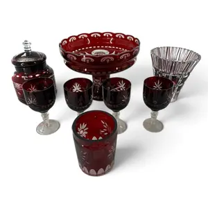 Eight-Piece Cranberry Glass Group
