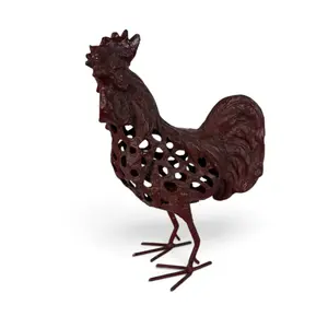 Pierced Cast-Iron Rooster Garden Figure