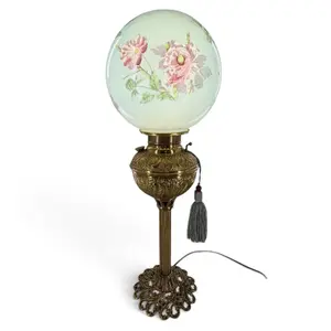 Victorian Gilt-Metal Floral Parlor Lamp