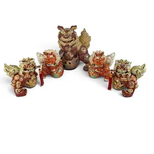 Five Japanese Kutani-Style Shishi Figures