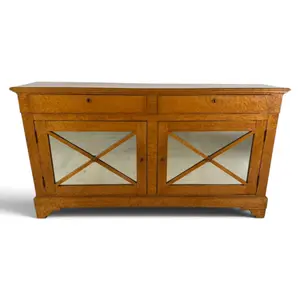 French Bird's-Eye Maple Mirrored Sideboard