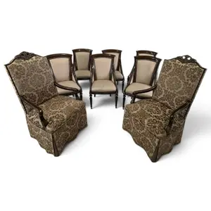 Eight Parcel-Gilt Upholstered Dining Chairs