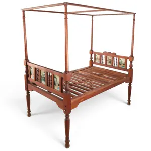 Tester Bed with Reverse-Painted Glass Panels