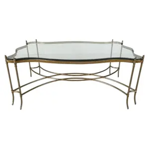 Gilt-Metal and Glass Cocktail Table
