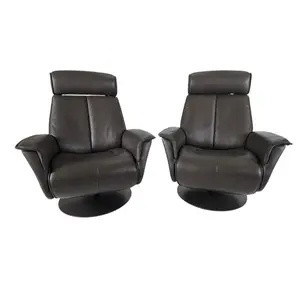 Pair Fjords Leather Power Reclining Chairs