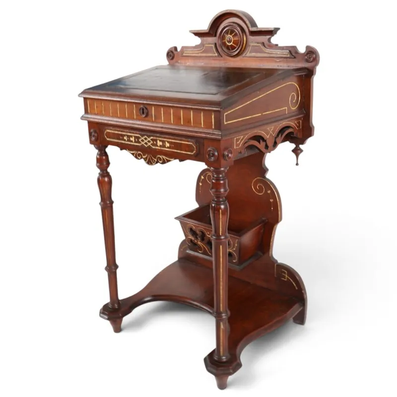 Aesthetic Movement Walnut Writing Desk from auction in Aberdeen, Mississippi — image 5