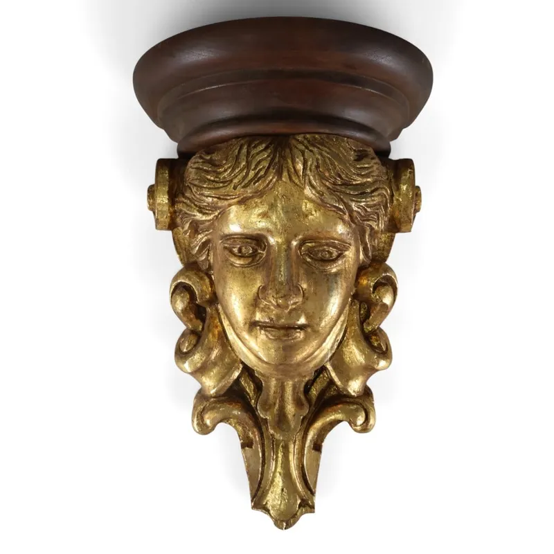 Carved Giltwood Mask-Form Wall Bracket from auction in Aberdeen, Mississippi — image 17
