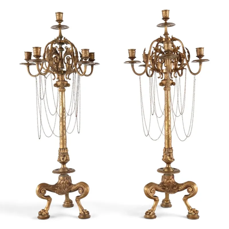 Pair Gilt-Metal Paw-Foot Candelabra from auction in Aberdeen, Mississippi — image 28