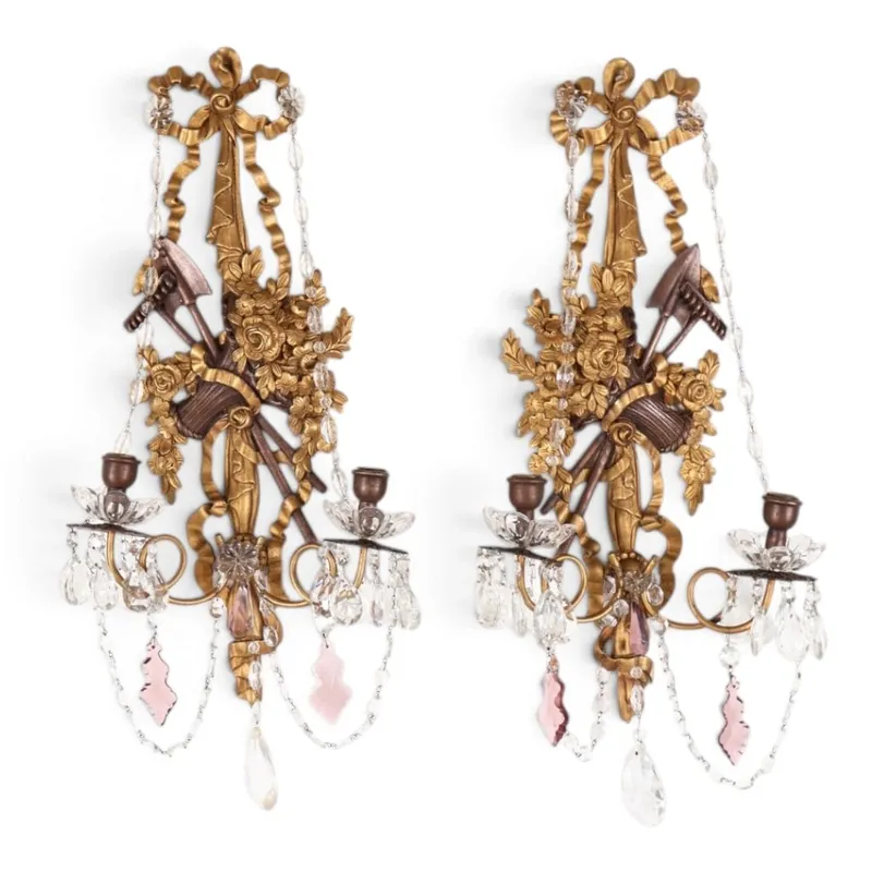 Pair French Louis XVI-Style Girandole Sconces from auction in Aberdeen, Mississippi — image 26