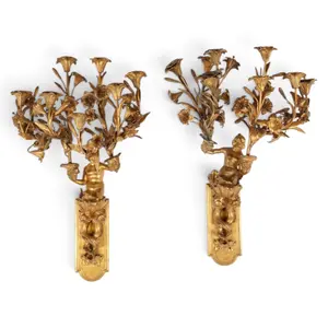 Pair French Figural Dolphin Wall Sconces