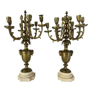 Pair French Napoleon III Gilt Candelabra