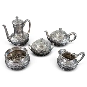Tiffany Five-Piece Repousse Sterling Service