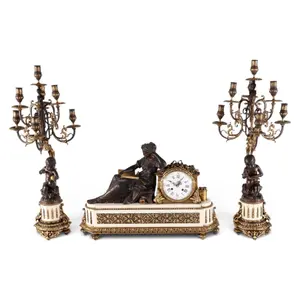 Charpentier Bronze & Marble Clock Garniture