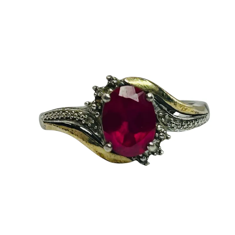 Sterling 10k Diamond Ruby Ring Sz 7 from auction in Ravenna, Ohio — image 12