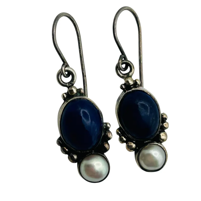 Sterling Lapis Lazuli Pearl Earrings from auction in Ravenna, Ohio — image 24