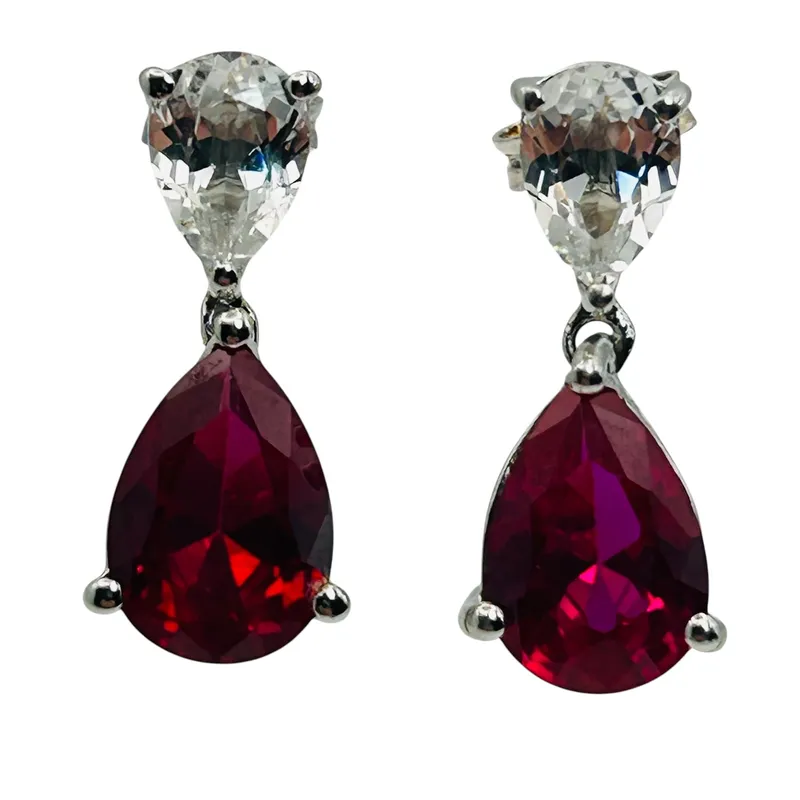 Signed JWBR Sterling Ruby Topaz Earrings from auction in Ravenna, Ohio — image 31