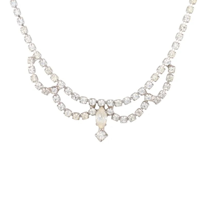 D'ver's NY Silver Tone Rhinestone Choker Necklace from auction in Ravenna, Ohio — image 7