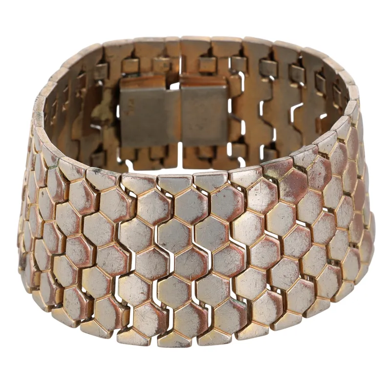 Trifari Silver Tone Honeycomb Large Bracelet from auction in Ravenna, Ohio — image 12