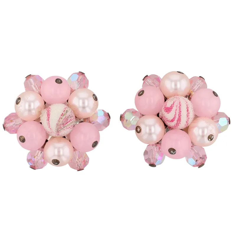 Silver Tone Beaded Shades Of Pink Cluster Earrings from auction in Ravenna, Ohio — image 13