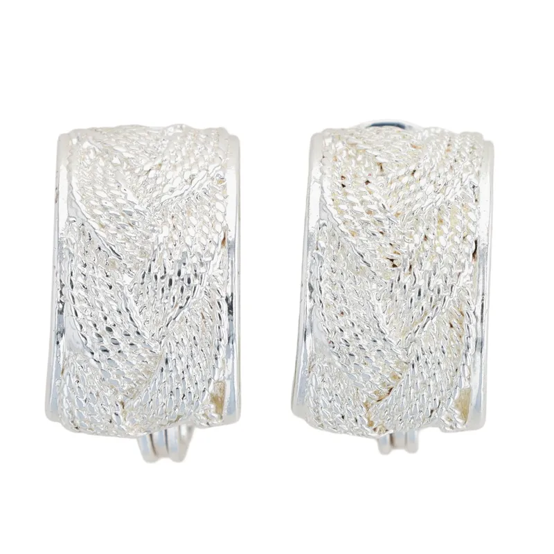 Napier Silver Tone Braided Design Half Hoop Earrings from auction in Ravenna, Ohio — image 18