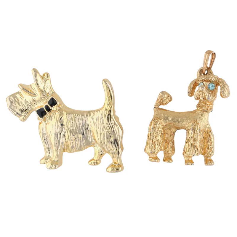 Signed Gold Tone Rhinestone Dog Brooch And Pendant Lot from auction in Ravenna, Ohio — image 19