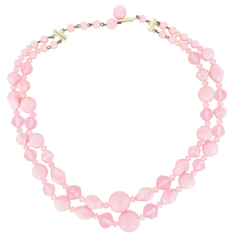 West German Silver Tone Pink Beaded Double Strand Necklace from auction in Ravenna, Ohio — image 46