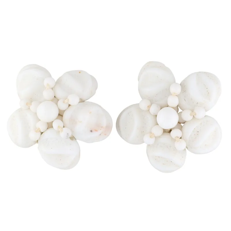 German Silver Tone White Lucite Bead Flower Earrings from auction in Ravenna, Ohio — image 47