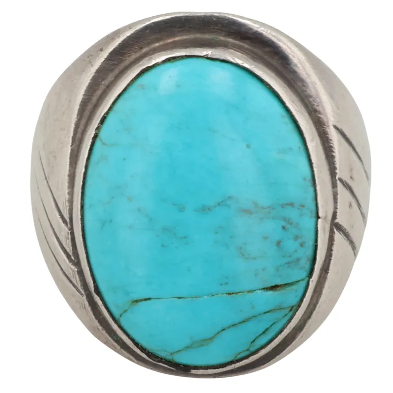 Arnold Maloney Navajo Sterling Turquoise Ring Sz 8 from auction in Ravenna, Ohio — image 3