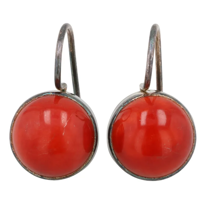 Navajo Sterling Coral Earrings from auction in Ravenna, Ohio — image 7