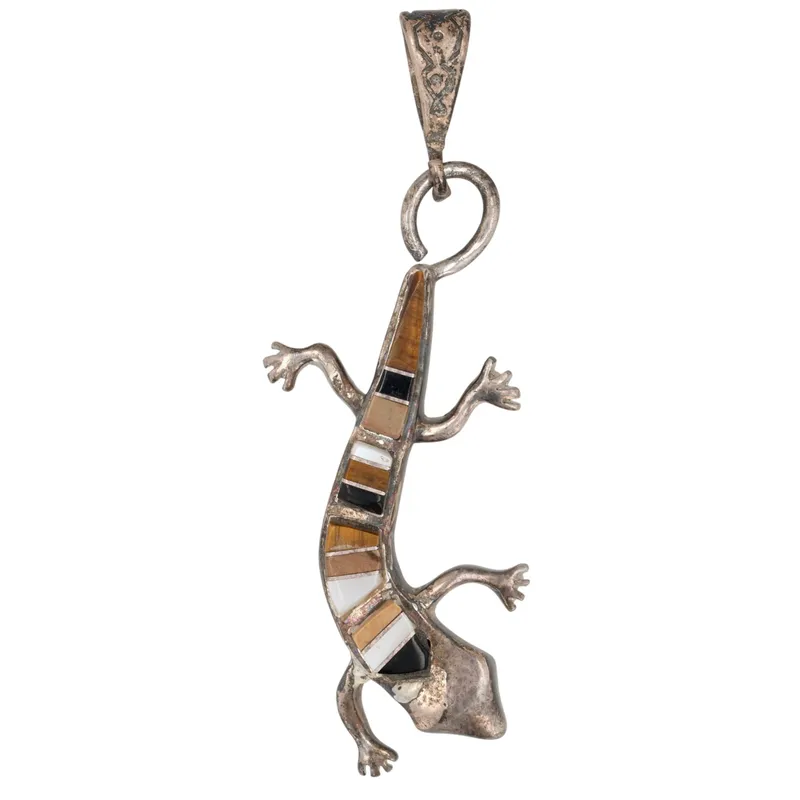 Southwest Sterling Multi-Stone Lizard Pendant from auction in Ravenna, Ohio — image 17
