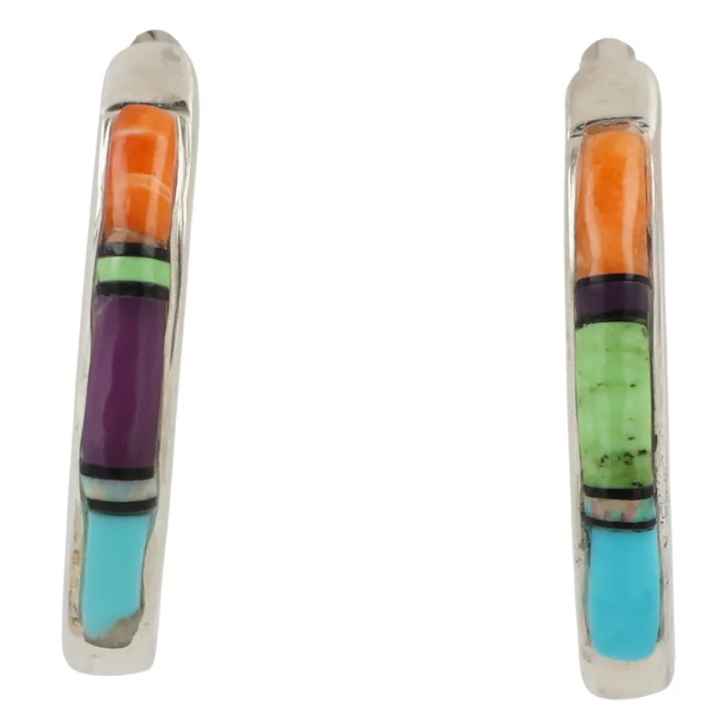 Laura Lincoln Navajo Sterling Multi-Stone Inlay Earrings from auction in Ravenna, Ohio — image 24