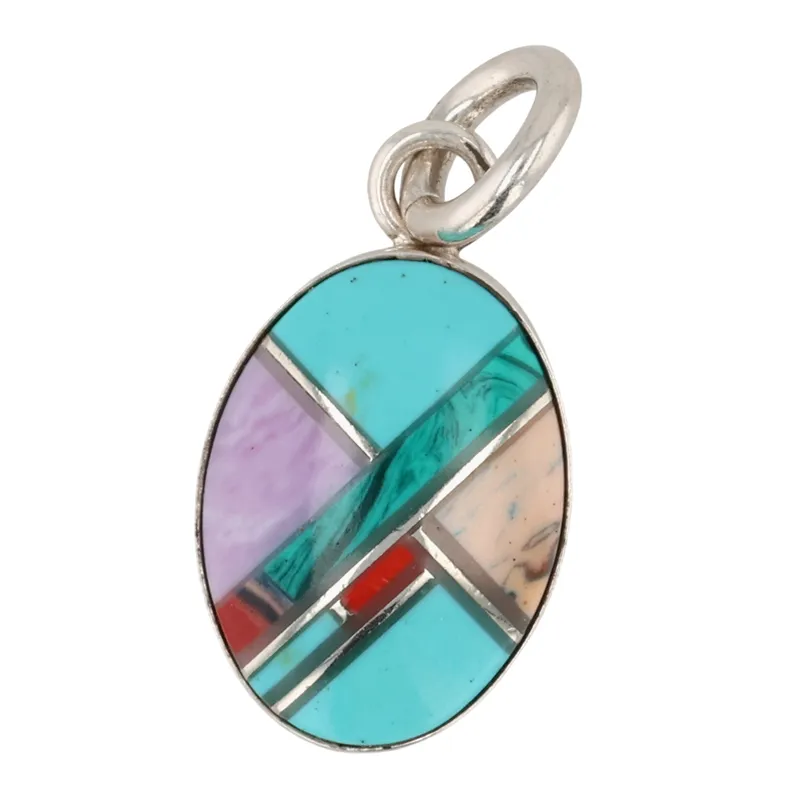 Southwest Sterling Multi-Stone Inlay Pendant from auction in Ravenna, Ohio — image 28