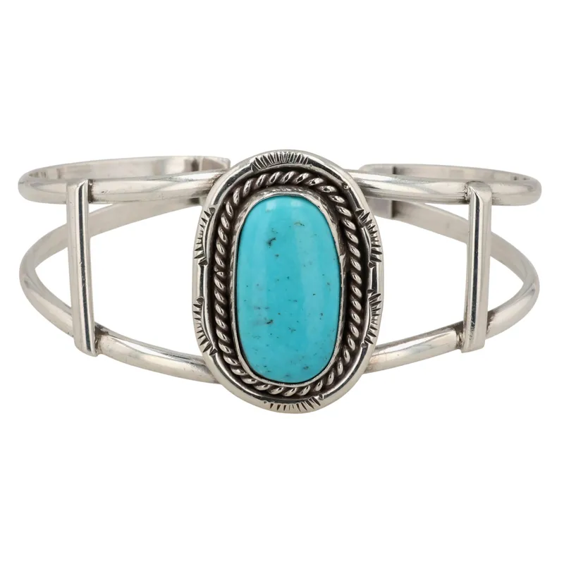 Navajo Sterling Turquoise Cuff Bracelet from auction in Ravenna, Ohio — image 22