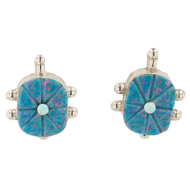 Sarah Bowannie Zuni Sterling Opal Turtle Earrings from auction in Ravenna, Ohio — image 33