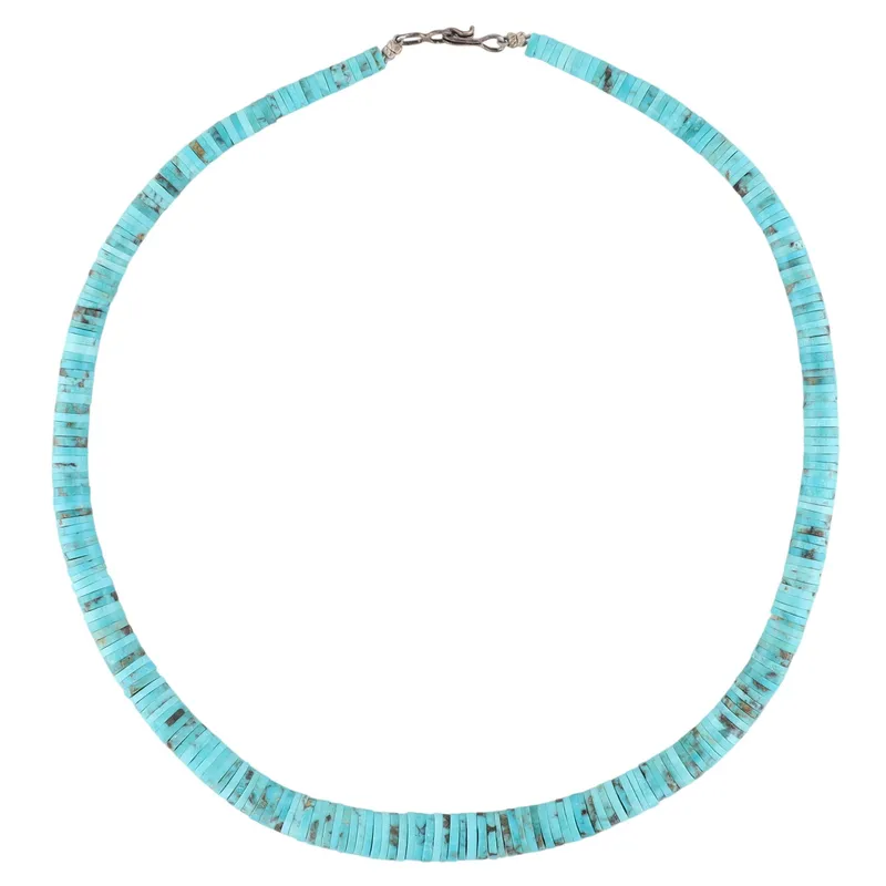 Vintage Santo Domingo Sterling Turquoise Graduated Disc Necklace from auction in Ravenna, Ohio — image 22