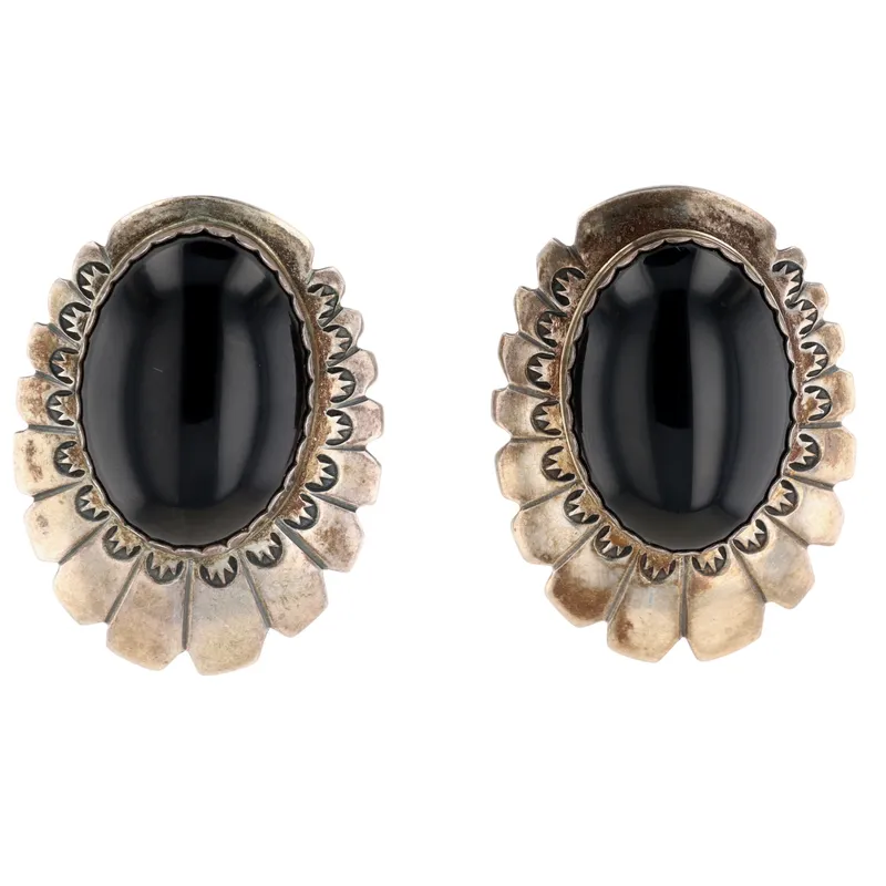 Anna Begay Navajo Sterling Onyx Concho Earrings from auction in Ravenna, Ohio — image 28